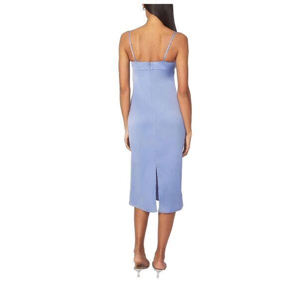 Anthropologie WeWoreWhat Cowl Satin Charmeuse Midi‎ Dress in Slate Blue Size 2 - Picture 2 of 10